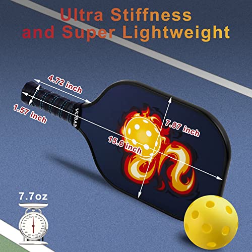 TNELTUEB Pickleball Paddle Set of 4 with 8 Balls A Portable Bag USAPA Approved Lightweight Pickleball Paddles Racquet in Advanced Fiberglass Surface, Polypropylene Honeycomb Core for Kids Men