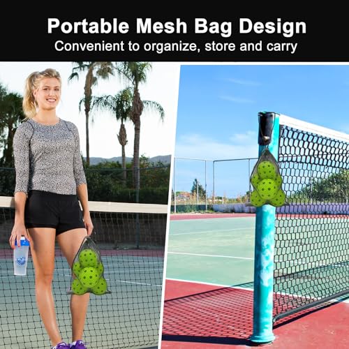 kisportee Pickleballs Balls, 6 Pack Outdoor Pickleball Balls with Mesh Bag for Sport Outdoor Play, High Elasticity & Durable Pickle Ball for All Style Pickleball Paddles, Ideal Sport Pickleballs Gift