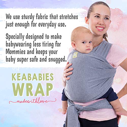 Baby Wrap Carrier All-in-1 Stretchy Baby Wraps - Baby Sling - Infant Carrier - Babys Wrap - Hands Free Babies Carrier Wraps - Baby Shower Gift (Classic Gray)
