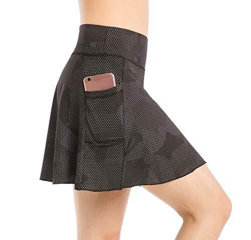 EAST HONG Women's Golf Skort Tennis Running Workout Skort (M, Star Point Black)