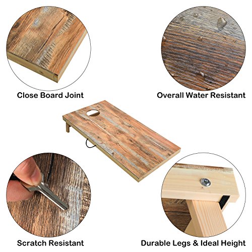 OOFIT Solid Wood Premium Official Cornhole Game Set with Fashionable, Durable Printed Surface and Underneath, Portable Regulation Cornhole Bean Bag Toss Game