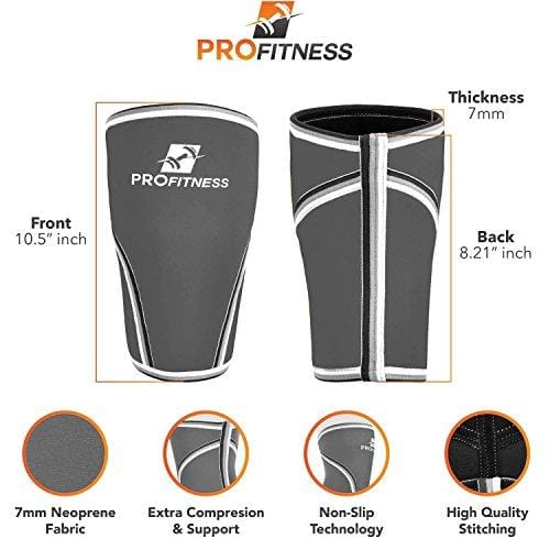 Knee Sleeve (Pair) Squat Knee Support & Compression for Powerlifting, Weightlifting, CrossFit WOD, Bodybuilding – Extra Thick 7mm Neoprene Knee Sleeves – Both Men & Women (Gray, XX-Large)