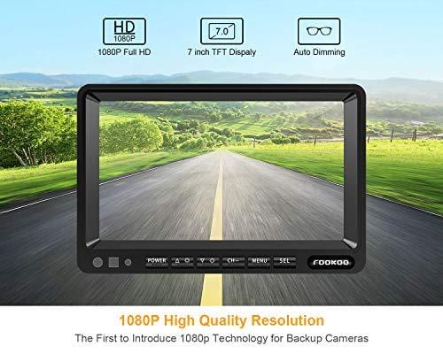 Fookoo Ⅱ HD Backup Camera Syste HD Backup Camera System Kit,1080P 7'' Split Screen Monitor+IP69 Waterproof Rear View Camera for Bus/Truck/Trailer/Box/RV/Trailer/Tractor/ 5th Wheel (FHD3)