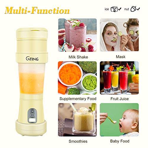 Portable Blender, G-TING Collapsible Personal Smoothies Blender Cordless, Single Serve Mini Blender 500ml USB Rechargeable Small Juice Mixer Portable Juicer Shakes, Smoothies, Home, Travel & Gym