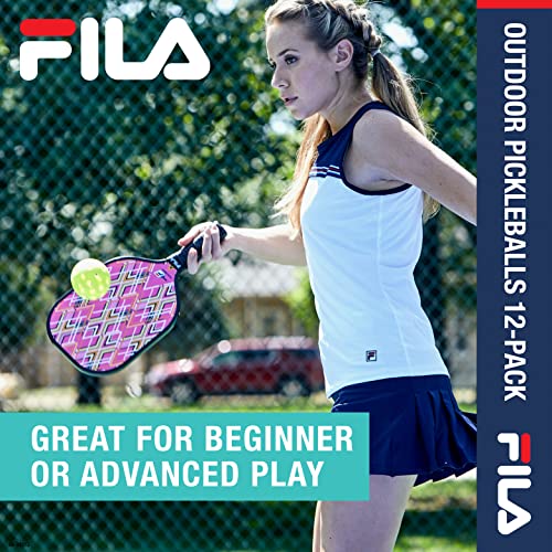 FILA Accessories Outdoor Pickleball Balls - Official Outdoor Pickleballs, Regulation Size with 40 Holes (Yellow), Pack of 4