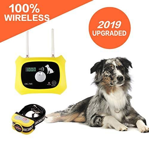 Wireless Dog Fence Electric Pet Containment System, Safe Effective Beep/Shock Design, Adjustable Control Range 1000 Feet & Display Distance, Rechargeable Waterproof Collar Receiver (1 Dog System)