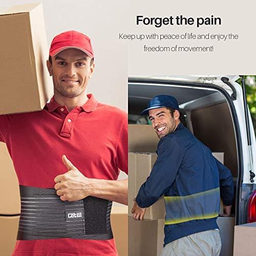 Cotill Back Brace Lumbar Lower Belt Brace and 8 Stable Splints Support - Dual Adjustable Straps and Breathable Mesh Panels for Back Pain and Stress Relief (L/XL)