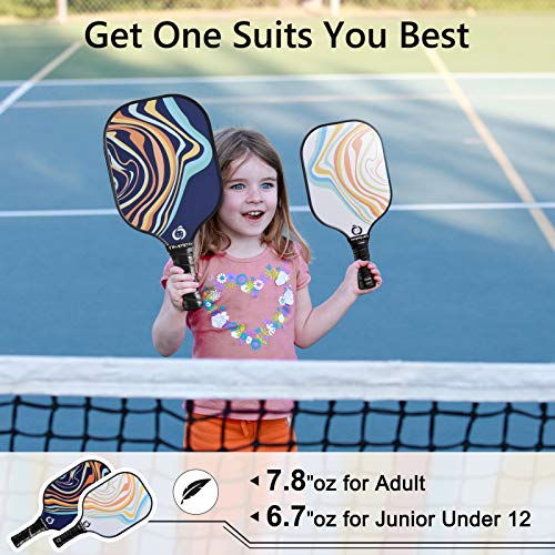 Pickleball Paddles, Parent, Child Pickleball Set, USAPA Approved Pickleball Paddles 4 Pack, 4 Balls, 1 Pickleball Bag, Fiberglass Surface, Polypropylene Honeycomb Core, Lightweight Pickleball Paddle