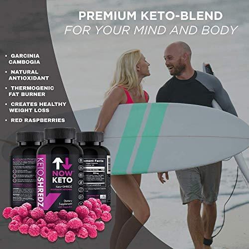 Keto+SHREDZ Raspberry Ketones Supplement Capsules | Best Ketosis Supplement to Facilitate Fat Burn, Boost Energy, and Stimulate Your Mind | Contains Garcinia Cambogia, Green Tea, Caffeine, and Green
