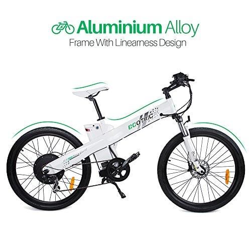 ECOTRIC 26” Electric Bike 2018 Update 1000W 48V/12AH Electric City Bicycle Shimano 7 Speeds LED Display Lithium Battery,90% Pre-Assembled,Max Speed: 25 mph/h (White)