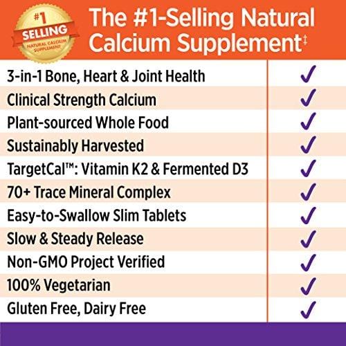 New Chapter Calcium Supplement with Vitamin K2 + D3 - Bone Strength Clinical Strength Plant Calcium with Vitamin D3 + Magnesium  - 120 ct Slim Tabs