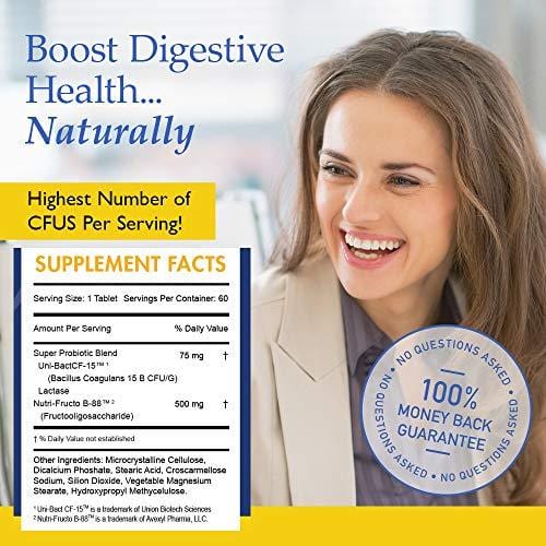 Nutrition Essentials #1 Rated Acidophilus Probiotic Digestive Health Supplement - Most CFU's per Bottle - 100% Moneyback Guarantee (60 Tablets)