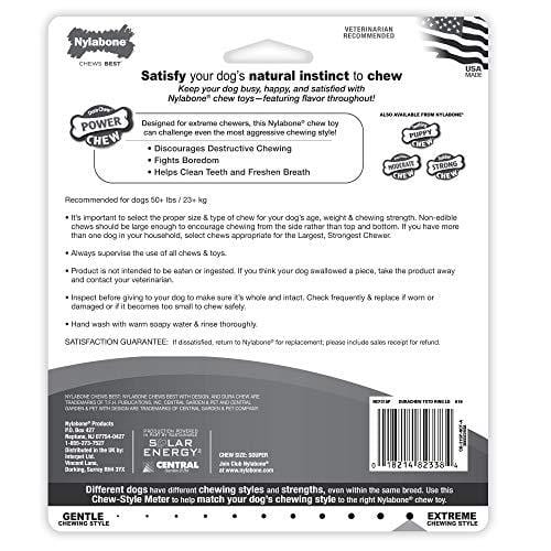Nylabone Dura Chew Power Chew Textured Ring, Large Durable Dog Chew Toy, Great for Aggressive Chewers