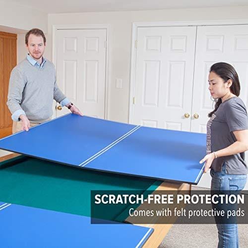 JOOLA Tetra - 4 Piece Ping Pong Table Top for Pool Table - Includes Ping Pong Net Set - Full Size Table Tennis Conversion Top for Billiard Tables - Easy Assembly & Compact Storage - Incl. Foam Backing