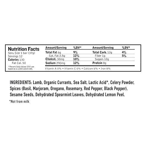 Epic All Natural Meat Bar, 100% Natural, Lamb, Currant & Mint, 1.3 oz. (12 Count)