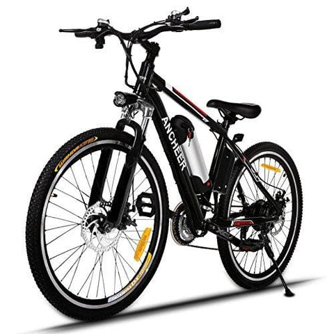 ANCHEER Power Plus Electric Mountain Bike, 26'' Electric Bike with Removable 36V 8Ah Lithium-Ion Battery, Shimano 21 Speed Shifter (Black)