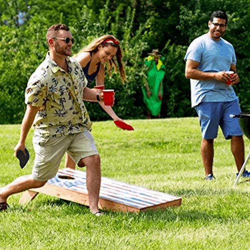 JMEXSUSS Weather Resistant Standard Corn Hole Bags, Set of 8 Regulation Cornhole Bags for Tossing Game (Black/Red)