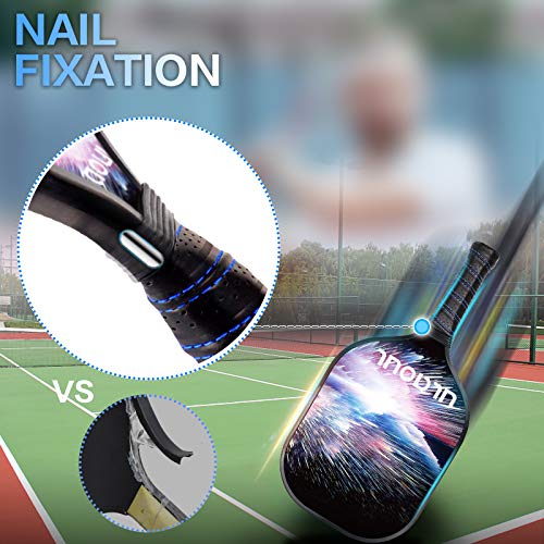 ULAOUL Pickleball Paddles Set of 2 Lightweight Pickleball Rackets Carbon Fiber Surface Polypropylene Honeycomb Core, 4 Pickleball Balls 2 Additional Cushion Grip Strips & 1 Portable Racquet Bag.