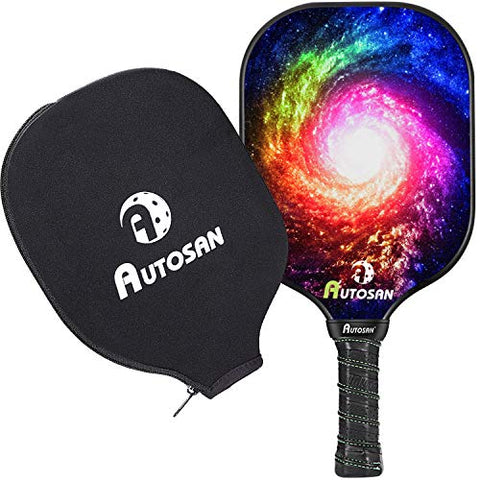 AUTOSAN Pickleball Paddle Graphite and Fiberglass Composite Surface & Aramid Honeycomb Core, EdgeSentry Protection Bundle Pickleball Paddle Cover,Lightweight 7.2-7.5OZ,Indoor Outdoor,Kids,Men Women