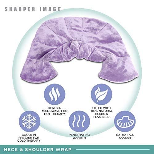 Sharper Image Neck and Shoulder Wrap Pillow Hot and Cold Microwavable Heating Pad with Herbal Aromatherapy for Muscle Pain and Tension Relief Therapy, Cold Compress, Natural Lavender Scent (Lavender)