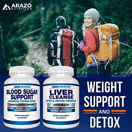 Blood Sugar Support Supplement - 20 Herbs & Multivitamin for Blood Sugar Control with Alpha Lipoic Acid & Cinnamon - 120 Pills - Arazo Nutrition