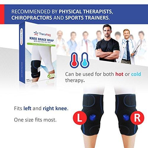 Knee Ice Pack Wrap by TheraPAQ: Hot & Cold Therapy Knee Support Brace - Reusable Compression Sleeve for Bursitis Pain Relief, Meniscus Tear, Rheumatoid Arthritis, Injury Recovery, Sprains & Swelling
