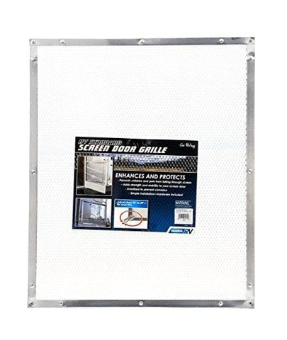 Camco 43981 Aluminum Screen Door Standard Mesh Grille - Protects Your RV's Screen Door, Anodized Aluminum Will Not Corrode