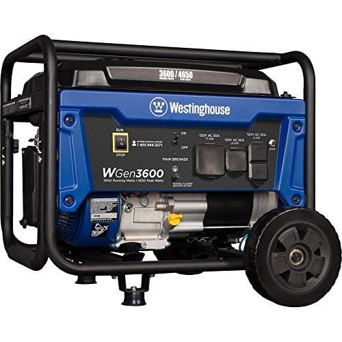 Westinghouse WGen3600 Portable Generator - 3600 Rated Watts & 4650 Peak Watts - RV Ready - Gas Powered - CARB Compliant