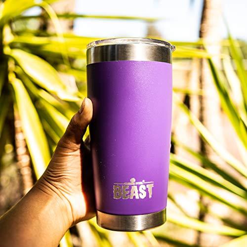 Beast 30oz Purple Tumbler - Stainless Steel Insulated Coffee Cup with Lid, 2 Straws, Brush & Gift Box