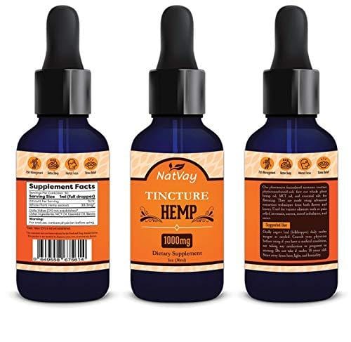 NatVay Hemp Oil Extract for Pain 1000mg - Best Hemp Oil for Pain Relief, Anxiety and Sleep Support - 100% Organic Pure Hemp Seed Extract Grown & Made in USA | Zero THC CBD Cannabidiol