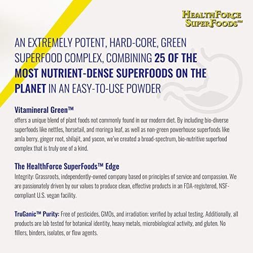 HealthForce SuperFoods Vitamineral Green Powder - 500 Grams - All Natural Green Superfood Complex with Vitamins, Minerals, Amino Acids & Protein - Vegan, Gluten Free - 50 Servings