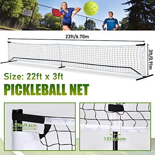 TOBWOLF 22x3ft Pickleball Replacement Net, Indoor Outdoor Pickleball Net for Most Free-Standing Pickle Ball Frame, Official Regulation Size Net for Portable Pickleball Net System