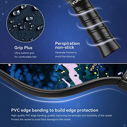 VUFOXT Pickleball Paddles Set of 2, 99.99% Carbon Fiber, Graphite Honeycomb Core Graphite Face Cushion Comfort Grip with 4 Pickle Balls 1 Table Tennis Bag at The Batting Cages Field