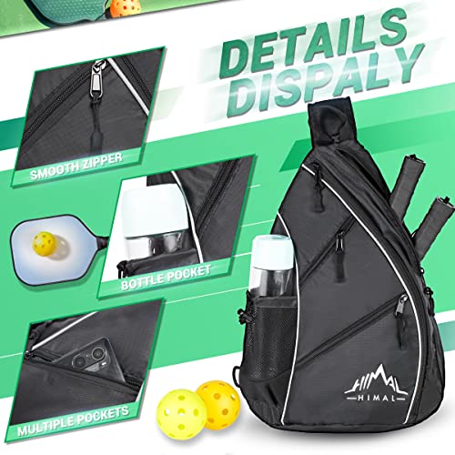 HIMAL Pickleball Bag- Adjustable Pickleball,Tennis,Racketball Sling Bag - Pickleball Backpack with Water Bottle Holder for Men and Women…