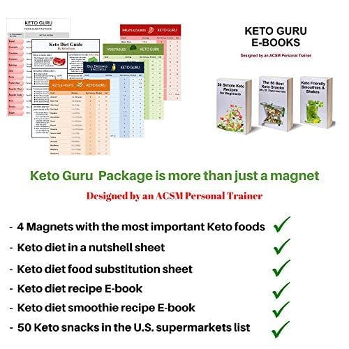 Keto Diet Guide Pack | Keto Cheat Sheet Magnets for Beginners | Ketogenic Diet for Weight loss | Keto Diet 60 Food Macros by KETO GURU