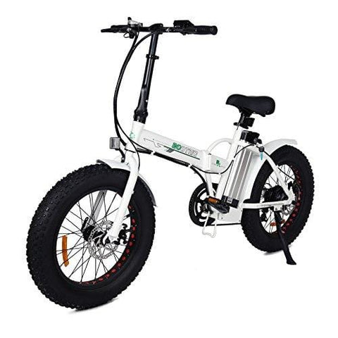 ECOTRIC 20" New Fat Tire Folding Electric Bike Beach Snow Bicycle ebike 500W Electric Moped Electric Mountain Bicycles … (White and Black)