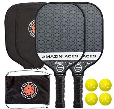 Amazin' Aces Signature Pickleball Paddle | USAPA Approved | Graphite Face & Polymer Core | Premium Grip | Paddles Available as Single or Set | Set Includes Balls & Bag | Includes Racket Case & eBook [product _type] Amazin' Aces - Ultra Pickleball - The Pickleball Paddle MegaStore