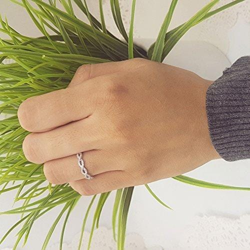 Dazzlingrock Collection 0.20 Carat (ctw) 10K Diamond Swirl Anniversary Wedding Band Stackable Ring 1/5 CT, White Gold, Size 7