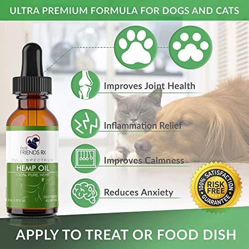 Hemp Oil for Dogs and Cats Ultra Pure, Pharmacy Grade | All-Natural Hip and Joint Pain Relief | Helps Relieve Stress, Anxiety | Calming Effect | Treat, Food Supplement | Best Friends RX