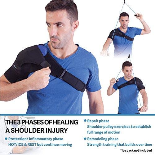 Shoulder Brace for Men and Women+ Bonus – for Torn Rotator Cuff Support,Tendonitis, Dislocation, Bursitis, Neoprene Shoulder Compression Sleeve Wrap by Zenkeyz
