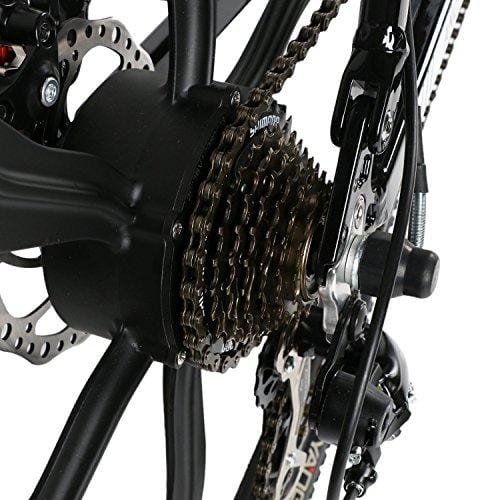 ANCHEER Folding Electric Mountain Bike, 26'' Electric Bike with 36V 8Ah Lithium-Ion Battery, Shimano 21 Speed Shifter (Folding Integrated Wheels-Black) (Black)