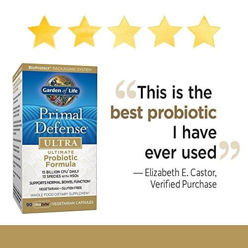 Garden of Life Whole Food Probiotic Supplement - Primal Defense Ultra Ultimate Probiotic Dietary Supplement for Digestive and Gut Health, 90 Vegetarian Capsules