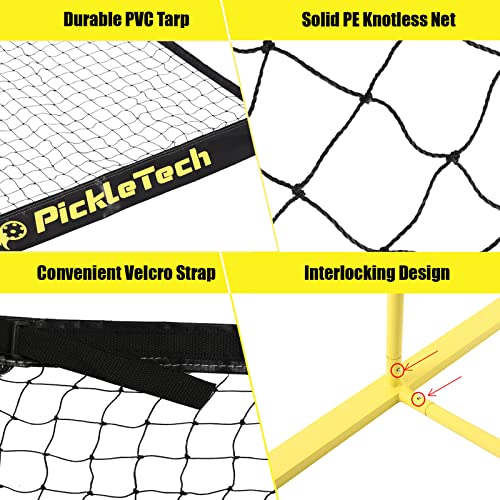 PICKLETECH 6.0 Cross Version Portable Pickleball Net Outdoor Game 22 FT Pickleball Nets-Half Court 11 FT Net-USAPA Regulation Size-Pickle Ball Net System with Carrying Bag for Court,Driveway,Backyards