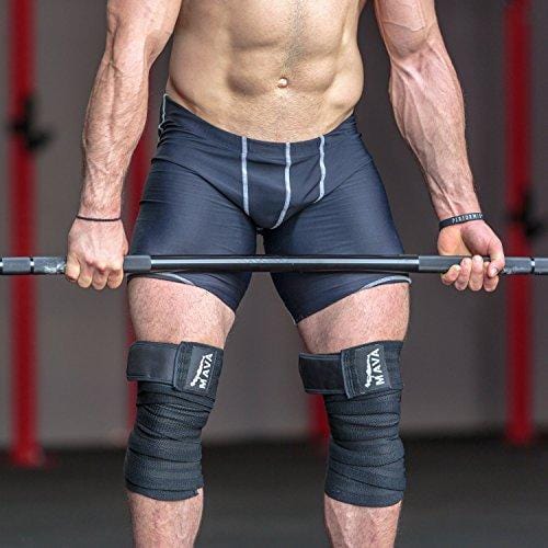 Mava Sports Knee Wraps (Pair) for Cross Training WODs,Gym Workout,Weightlifting,Fitness & Powerlifting - Best Knee Straps for Squats - for Men & Women- 72"-Compression & Elastic Support (Black)
