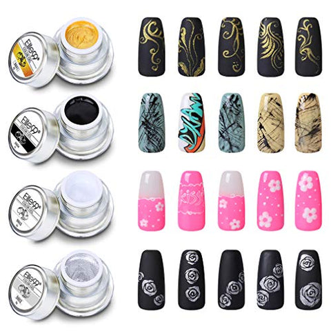Elite99 Gel Nail Polish 3D Painting Nail Gel Soak Off UV LED 4PCS DIY Manicure Nail Art Decoration 8g