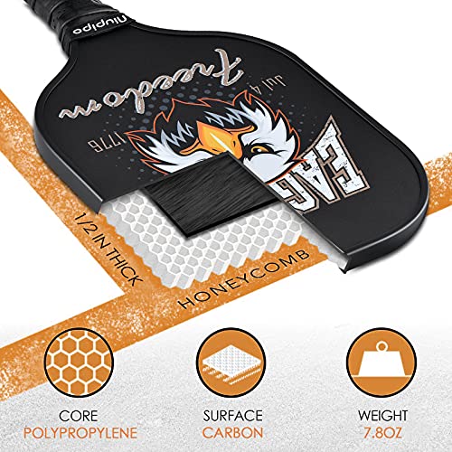 niupipo Pickleball Paddles, USA Approved Pickleball Paddles Set of 2 Pickleball Rackets 4 Pickleball Balls 1 Portable Bag, Polypropylene Honeycomb Core, Graphite Carbon Face, Cushioned 4.5In Grip