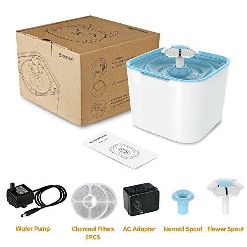 Pet Fountain Cat Water Dispenser - Healthy and Hygienic Drinking Fountain Super Quiet Flower Automatic Electric Water Bowl with 2 Replacement Filters for Dogs, Cats, Birds and Small Animals Blue