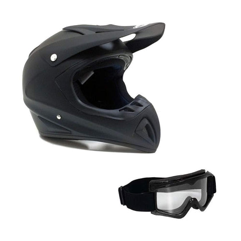 MMG 27 Adult Motorcycle Off Road Helmet DOT, MX ATV Dirt Bike Motocross UTV, XL, Matte Black, Includes Goggles
