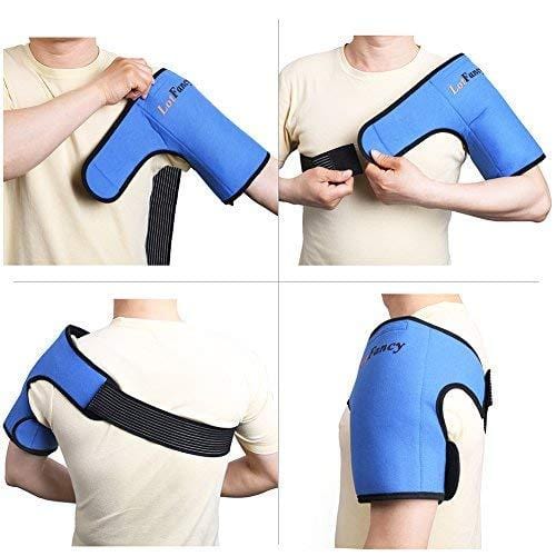 LotFancy Gel Ice Pack with Shoulder Wrap - Hot Cold Therapy for Sports Injuries, Sprains Sore, Swelling, Aches, Muscle and Joint Pain (Medium 8.8 x 5 inches)