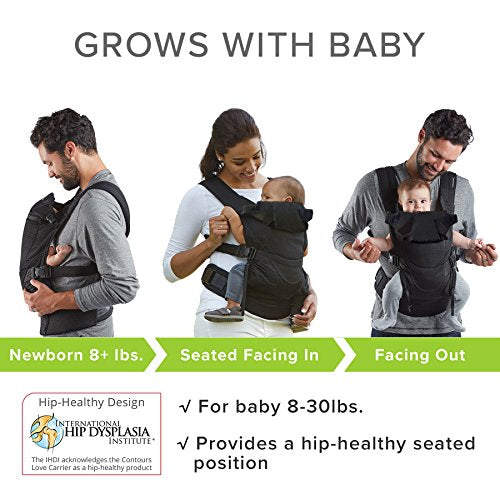 Contours Love 3-in-1 Child & Baby Carrier with 3 Seating Positions, Charcoal Gray